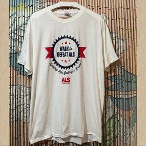 Fruit of the Loom 100% Cotton Walk to Defeat ALS T-Shirt, White, XL